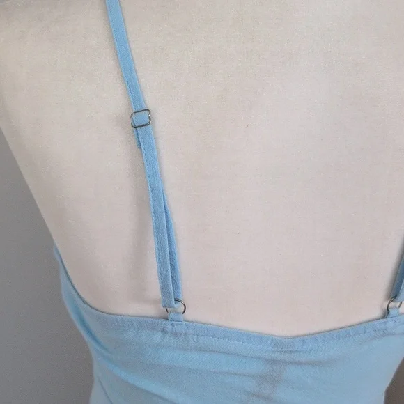 NWT Zaful Light Blue Tie-Front Spaghetti Strap Mini Dress Size 4 - Picture 8 of 9